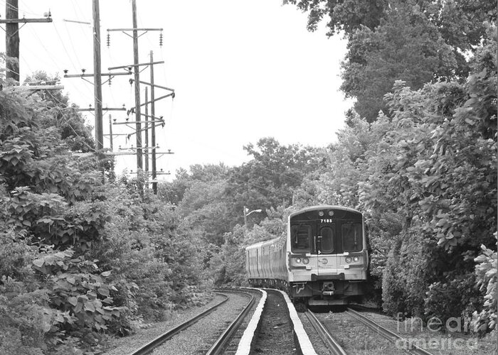 Long Island Railroad Pulling Into Station Greeting Card featuring the photograph Long Island Railroad Pulling into Station by John Telfer