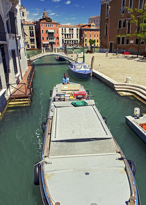 Italy Greeting Card featuring the photograph Longboat in Venice by Rick Starbuck
