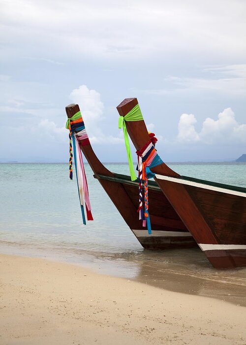 Longtail Greeting Card featuring the photograph Longtail boats. by Vanessa D -