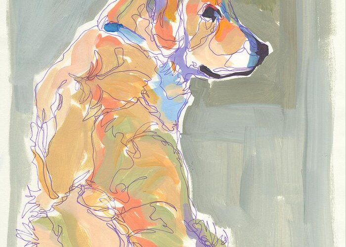 Golden Retriever Greeting Card featuring the painting Looking Back by Kimberly Santini