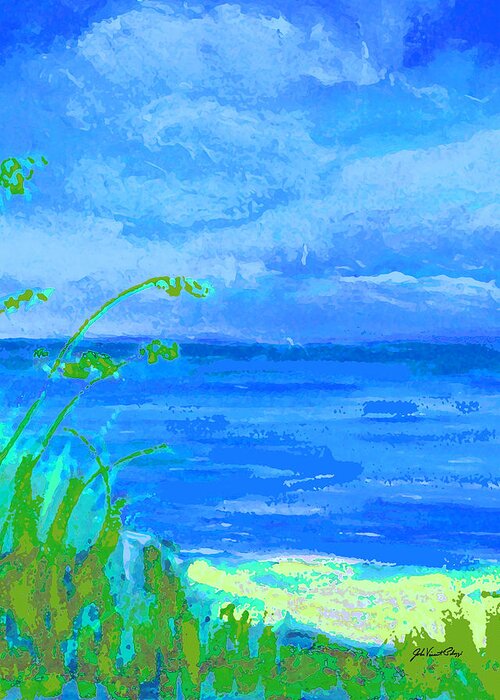 Palozzi Greeting Card featuring the digital art Looking Down to Beach by John Vincent Palozzi