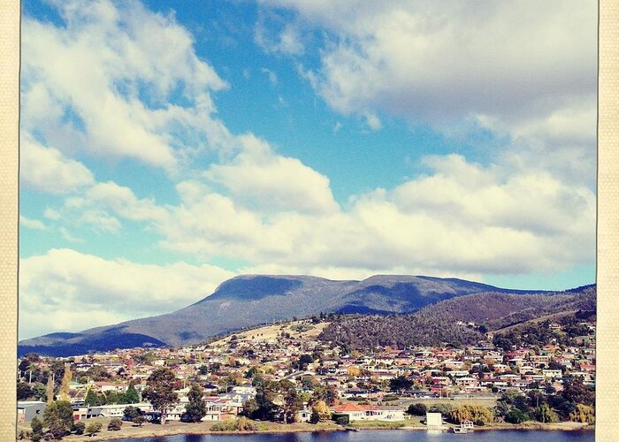 Transfer Print Greeting Card featuring the photograph Looking Over Suburbs Towards Mt by Jodie Griggs