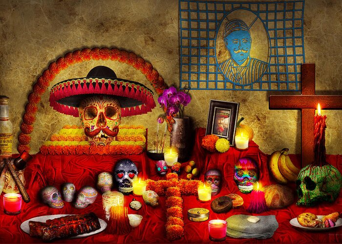 Self Greeting Card featuring the photograph Los dios muertos - Rembering loved ones by Mike Savad