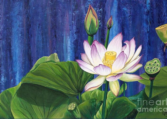 Lotus Flower Greeting Card featuring the painting Lotus Dream by Patty Vicknair
