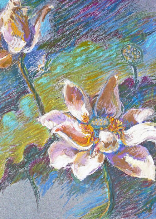 Lotus Greeting Card featuring the pastel Lotus by Ellen Dreibelbis