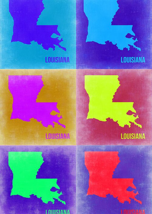 Louisiana Map Greeting Card featuring the painting Louisiana Pop Art Map 2 by Naxart Studio
