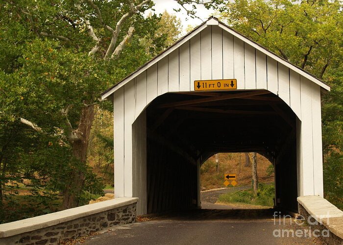 Bridge Greeting Card featuring the photograph Loux Bridge and Sharp Left - Bucks County by Anna Lisa Yoder