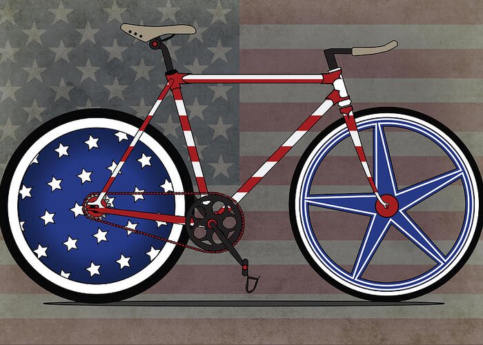 Bike Greeting Card featuring the digital art Love America Bike by Andy Scullion