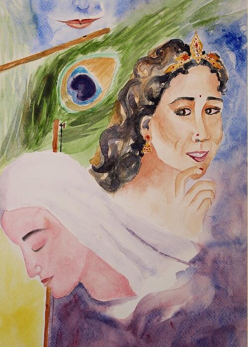 Love Greeting Card featuring the painting Love and Devotion by Geeta Yerra