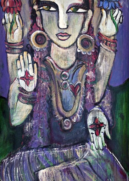 Parvati Greeting Card featuring the painting Love for Parvati by Laurie Maves ART