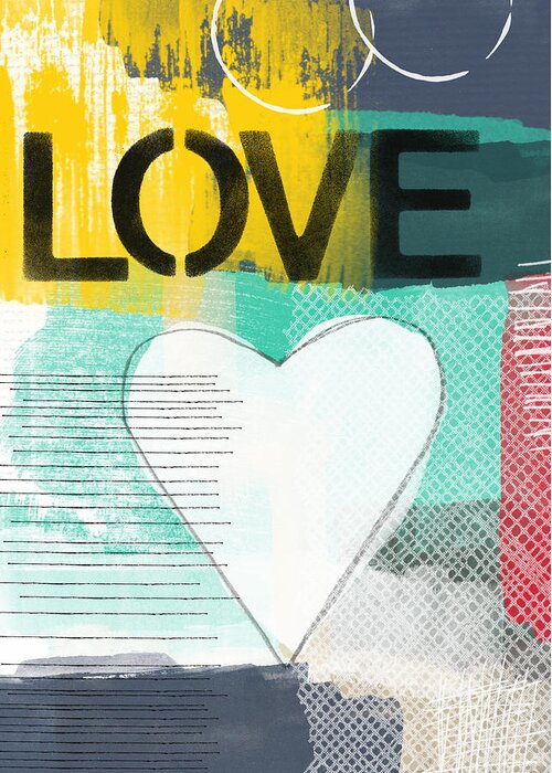Love Greeting Card featuring the painting Love Graffiti Style- Print or Greeting Card by Linda Woods