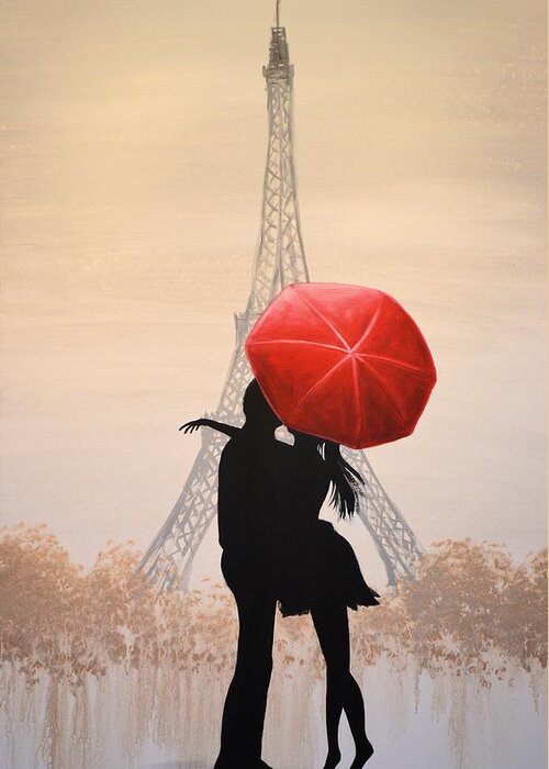 Love Print Greeting Card featuring the painting Love In Paris by Amy Giacomelli