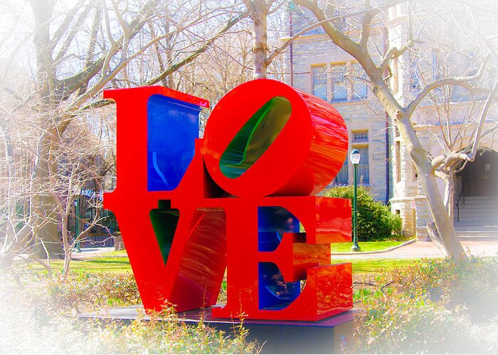 Penn Campus Greeting Card featuring the photograph Love Sculpture - Penn Campus by Louis Dallara