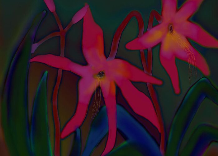 Lily Painting Greeting Card featuring the digital art Lovely Lilies by Latha Gokuldas Panicker