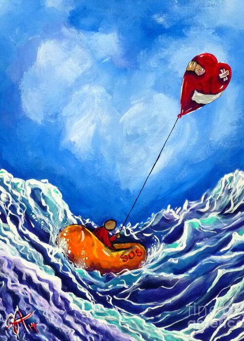 Love Greeting Card featuring the painting Love's Castaway by Jackie Carpenter