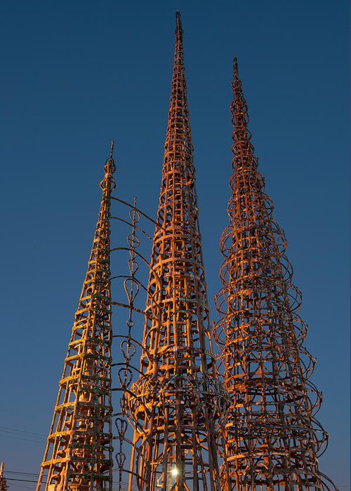 Photography Greeting Card featuring the photograph Low Angle View Of The Watts Tower by Panoramic Images