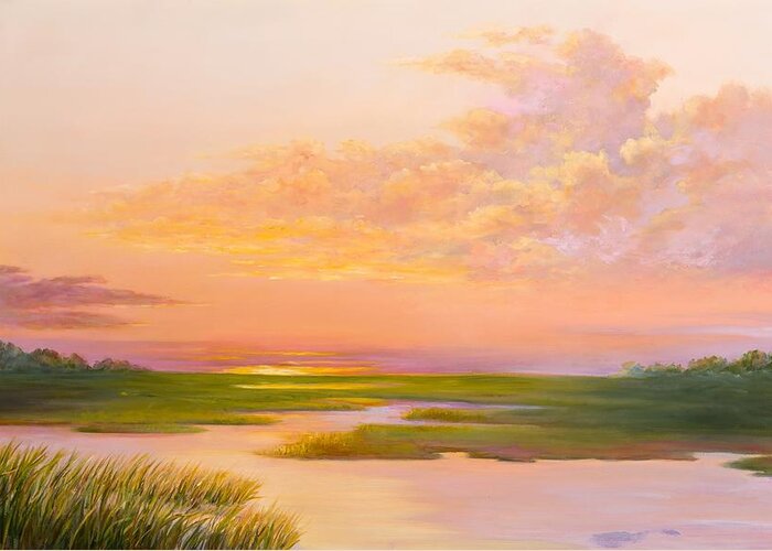Marshland In The South Greeting Card featuring the painting Lowcountry Afternoon by Audrey McLeod