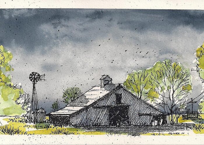  Greeting Card featuring the mixed media Lubbock County Barn by Tim Oliver