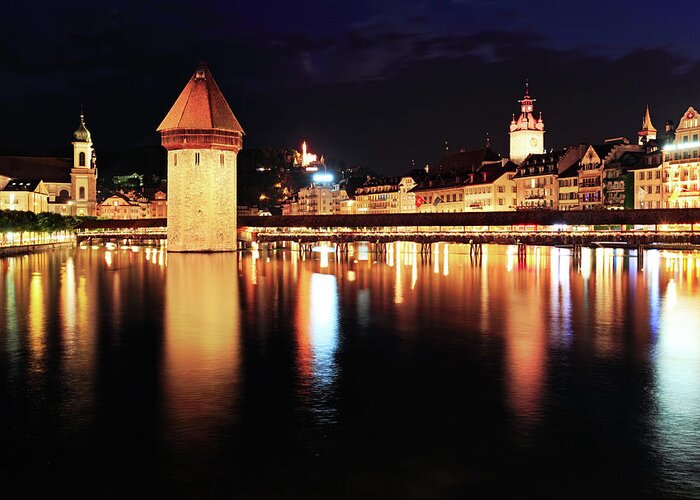 Standing Water Greeting Card featuring the photograph Lucerne, Switzerland by Rusm