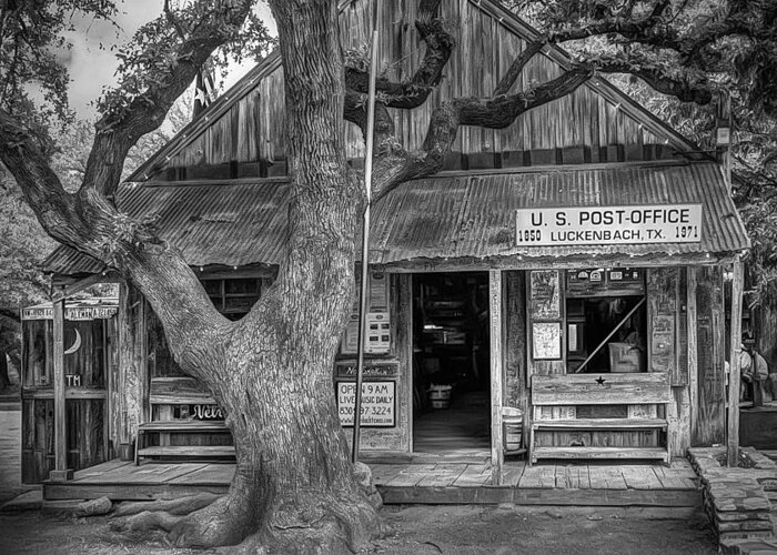 Luckenbach Greeting Card featuring the photograph Luckenbach 2 Black and White by Scott Norris