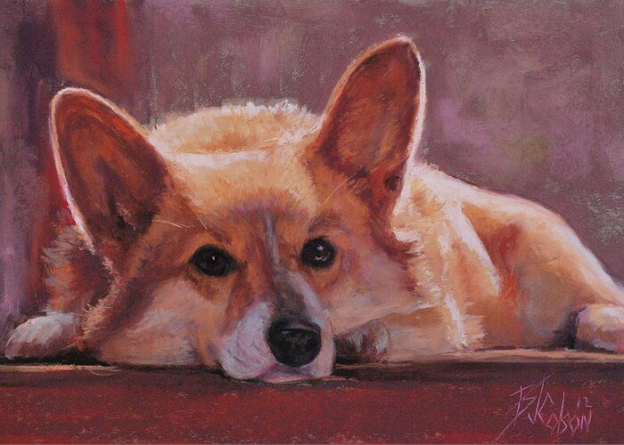Corgi Greeting Card featuring the painting Lucy by Billie Colson