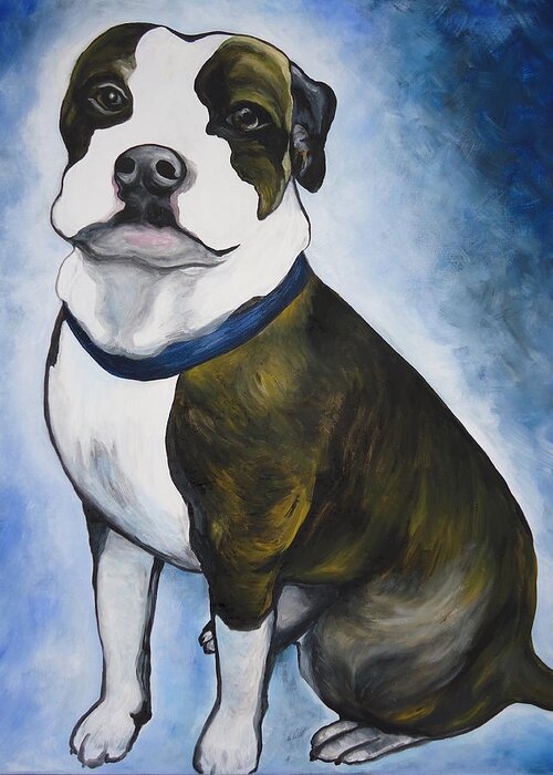 Pittbull Greeting Card featuring the painting Lugnut by Leslie Manley