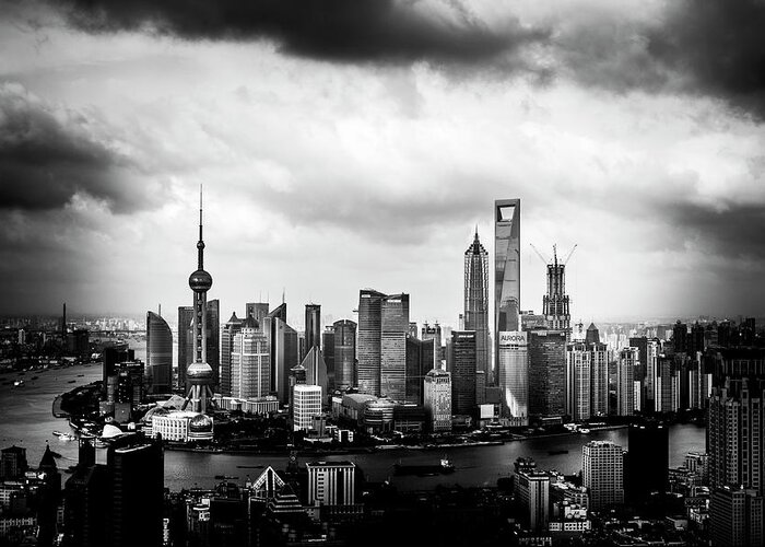 Tranquility Greeting Card featuring the photograph Lujiazui Skyline Shanghai by Butternbear