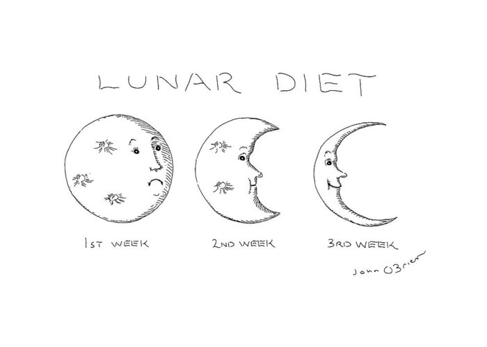 Lunar Diet
(shows The Moon Going From Full Greeting Card featuring the drawing Lunar Diet by John O'Brien