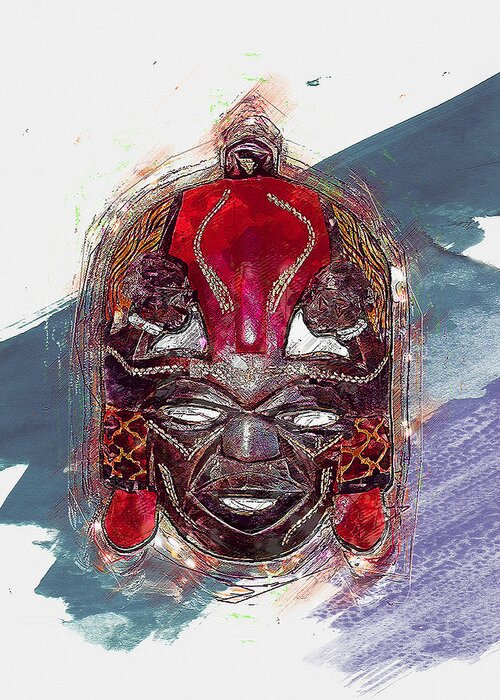 'treasures Of Africa' Collection By Serge Averbukh Greeting Card featuring the digital art Maasai Mask - The Rain God Ngai by Serge Averbukh