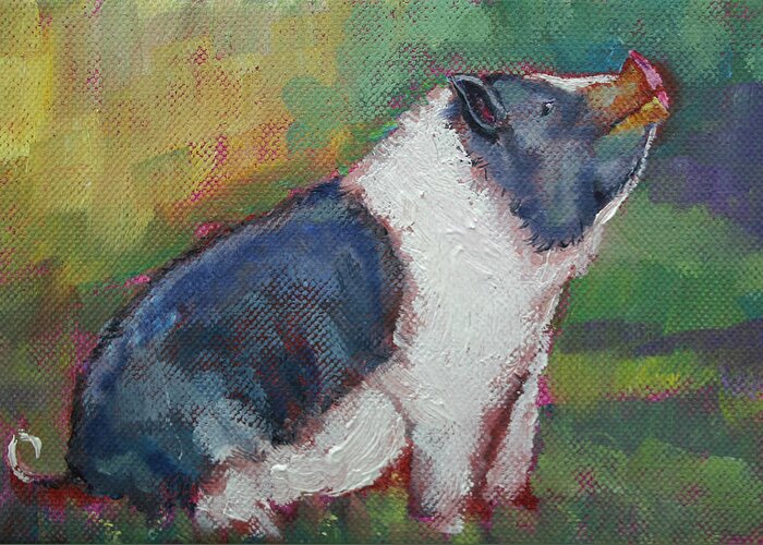Pig Greeting Card featuring the painting Mack The Pig by Carol Jo Smidt