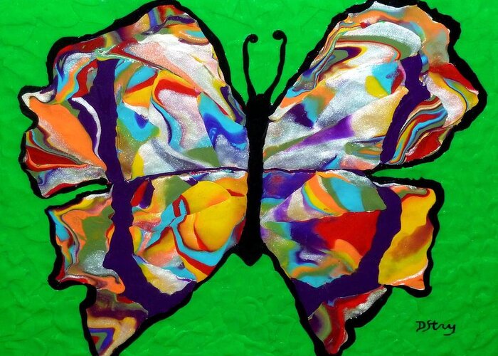 Butterfly Greeting Card featuring the mixed media Madam Butterfly by Deborah Stanley