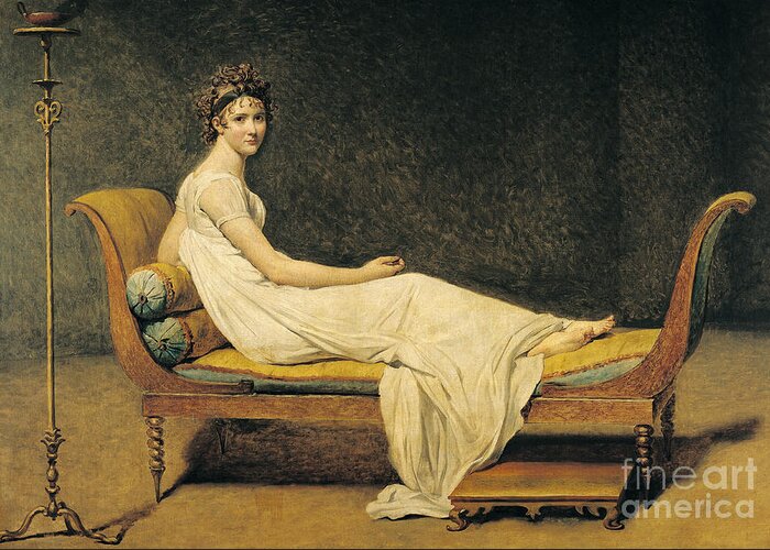 Portrait Greeting Card featuring the painting Madame Recamier by Jacques Louis David