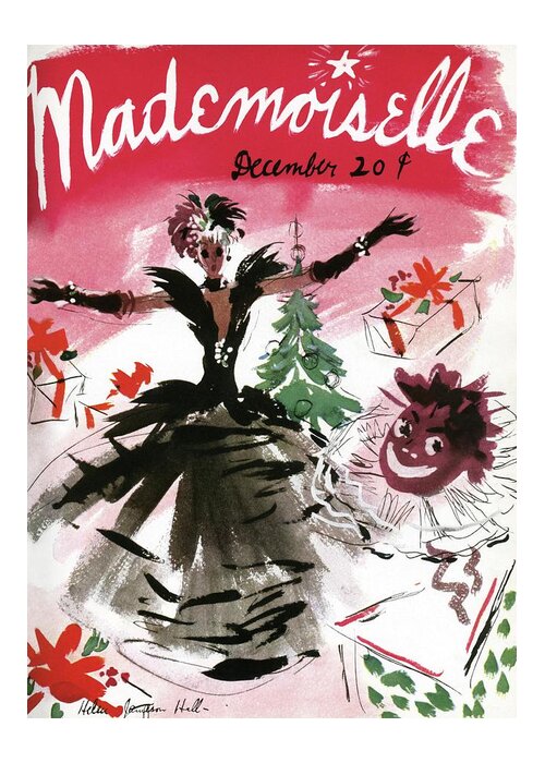 Illustration Greeting Card featuring the photograph Mademoiselle Cover Featuring A Doll Surrounded by Helen Jameson Hall