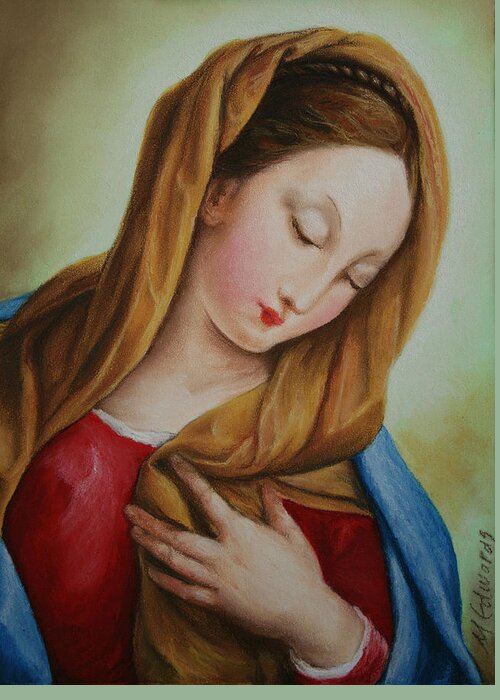 Madonna Greeting Card featuring the pastel Madonna by Marna Edwards Flavell