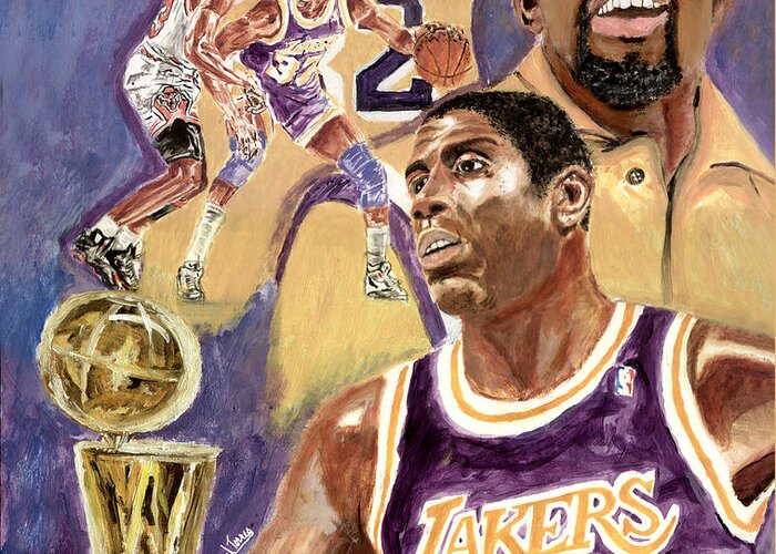 Magic Johnson Greeting Card featuring the painting Magic Johnson by Israel Torres