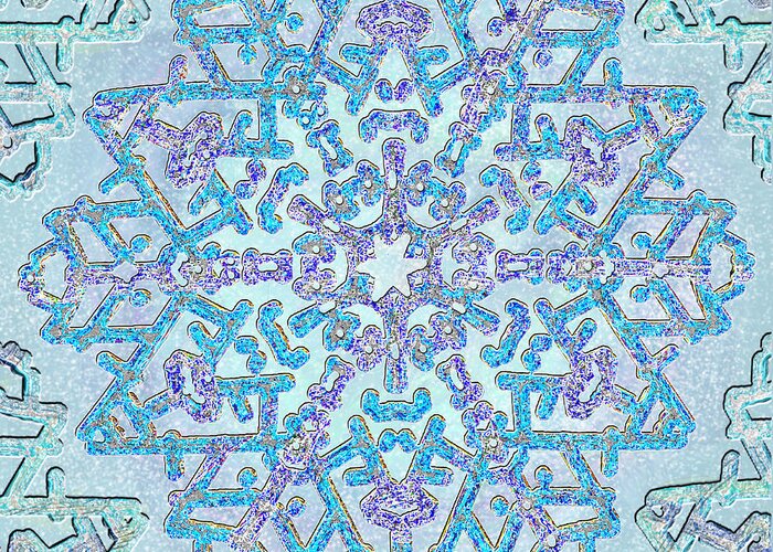 Snowflake Greeting Card featuring the digital art Magical Jewel Snowflake by Michele Avanti