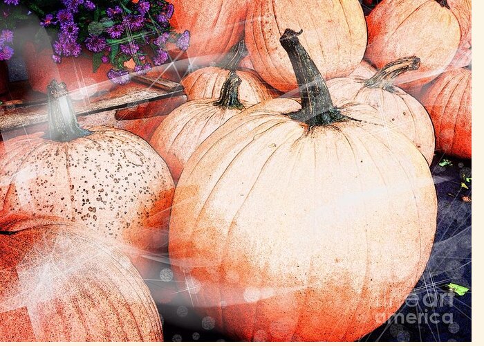 Pumpkin Greeting Card featuring the photograph Magical Pumpkins by Raena Wilson