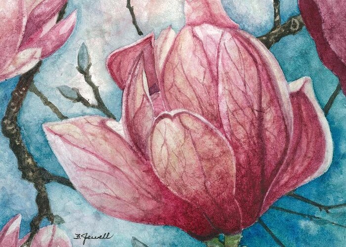Flower Greeting Card featuring the painting Magnolia Blossom by Barbara Jewell