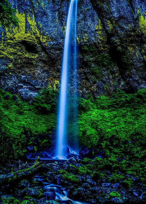 Elowah Falls Greeting Card featuring the photograph Majestic Elowah Falls Oregon by Priscilla Lupo