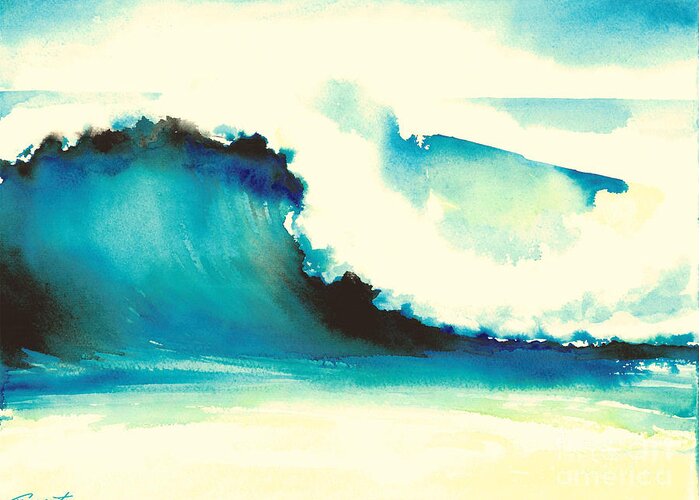 Ocean Greeting Card featuring the painting Makena Maui by Frances Ku