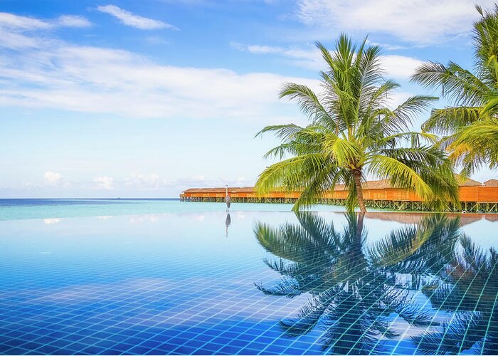 Scenics Greeting Card featuring the photograph Maldives Pool by Cinoby