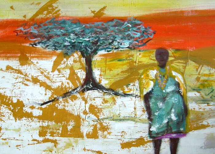 Figure Greeting Card featuring the painting Mama Africa by Joseph Ferguson