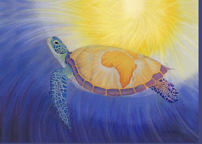 Turtle Greeting Card featuring the drawing Mama Africa Turtle by Robin Aisha Landsong