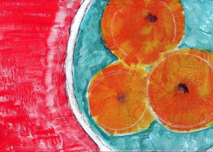 Oranges Greeting Card featuring the painting Mandarins by Linda Woods