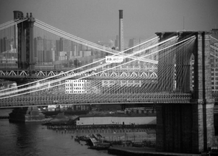 Bridges Greeting Card featuring the photograph Manhattan and Brooklyn Bridge's by John Schneider
