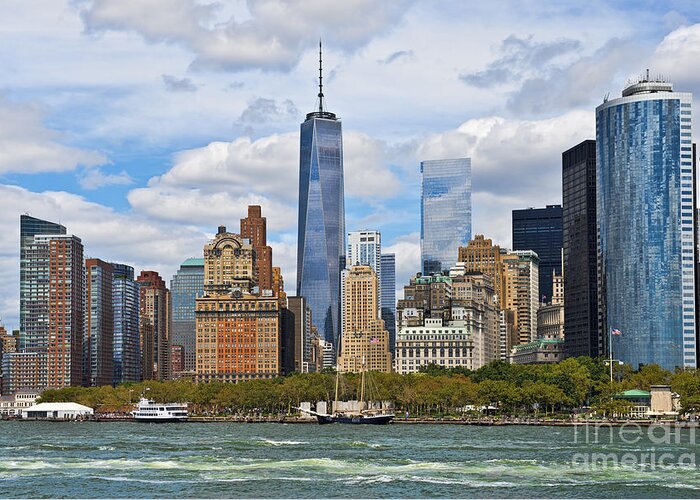 Apartments Greeting Card featuring the photograph Manhattan's Financial District Skyline by Peter Dang