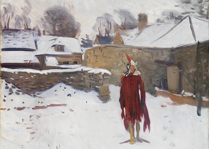 John Singer Sargent Greeting Card featuring the painting Mannikin in the Snow by John Singer Sargent