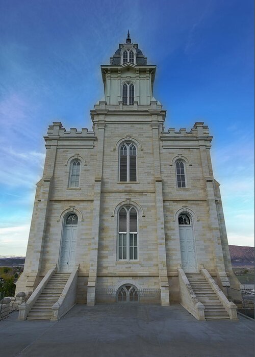 Manti Temple Greeting Card featuring the photograph Manti Temple East Side by David Andersen