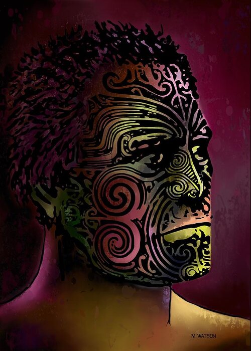Maori Art Greeting Card featuring the digital art Maori Warrior - 5 by Marlene Watson