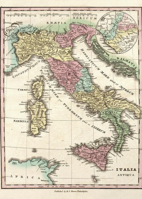 Ancient Italy Greeting Card featuring the photograph Map Of Ancient Italy by Library Of Congress, Geography And Map Division